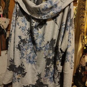 Ideology Blue and Black Floral Hoodie